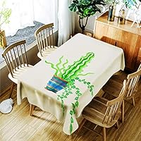 FANSU Tovaglia Rettangolare 3D Verde Pianta – Poliestere Impermeabile E Antimacchia, 150x210 Cm, Lavabile