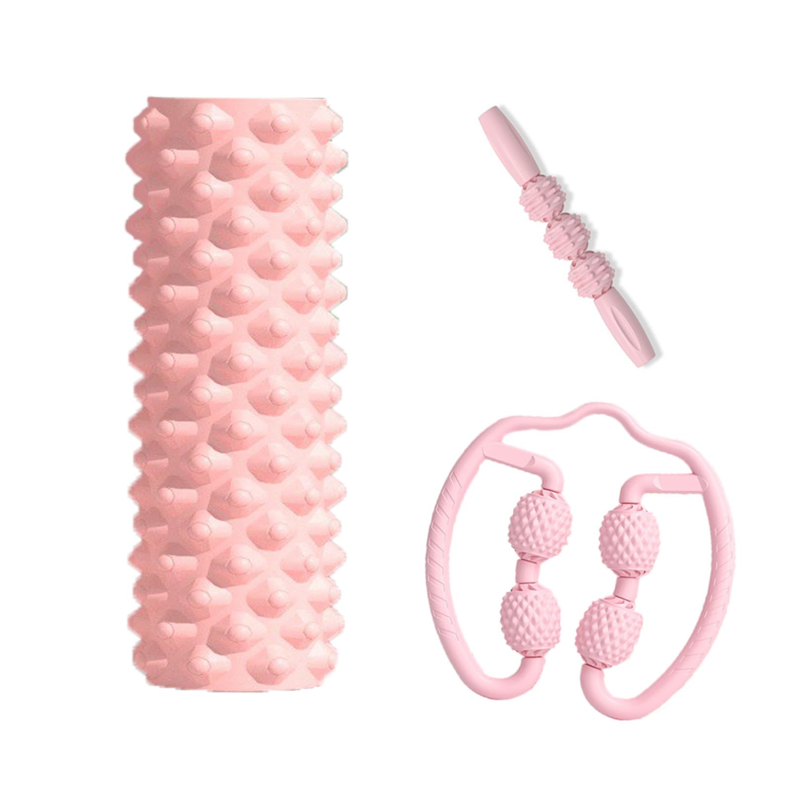 Foam Roller Set for Muscle Massage, Pink Foam Roller for Back & Legs, Muscle Roller Pink Massage Roller Stick Pink Circular massager for Deep Muscle Massage Pilates Yoga