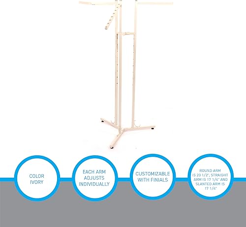 Miniatura 6 de SSWBasics Estante de exhibición de ropa ajustable de 3 vías, elegante y resistente, soporte de ropa de marfil para boutiques y tiendas de segunda