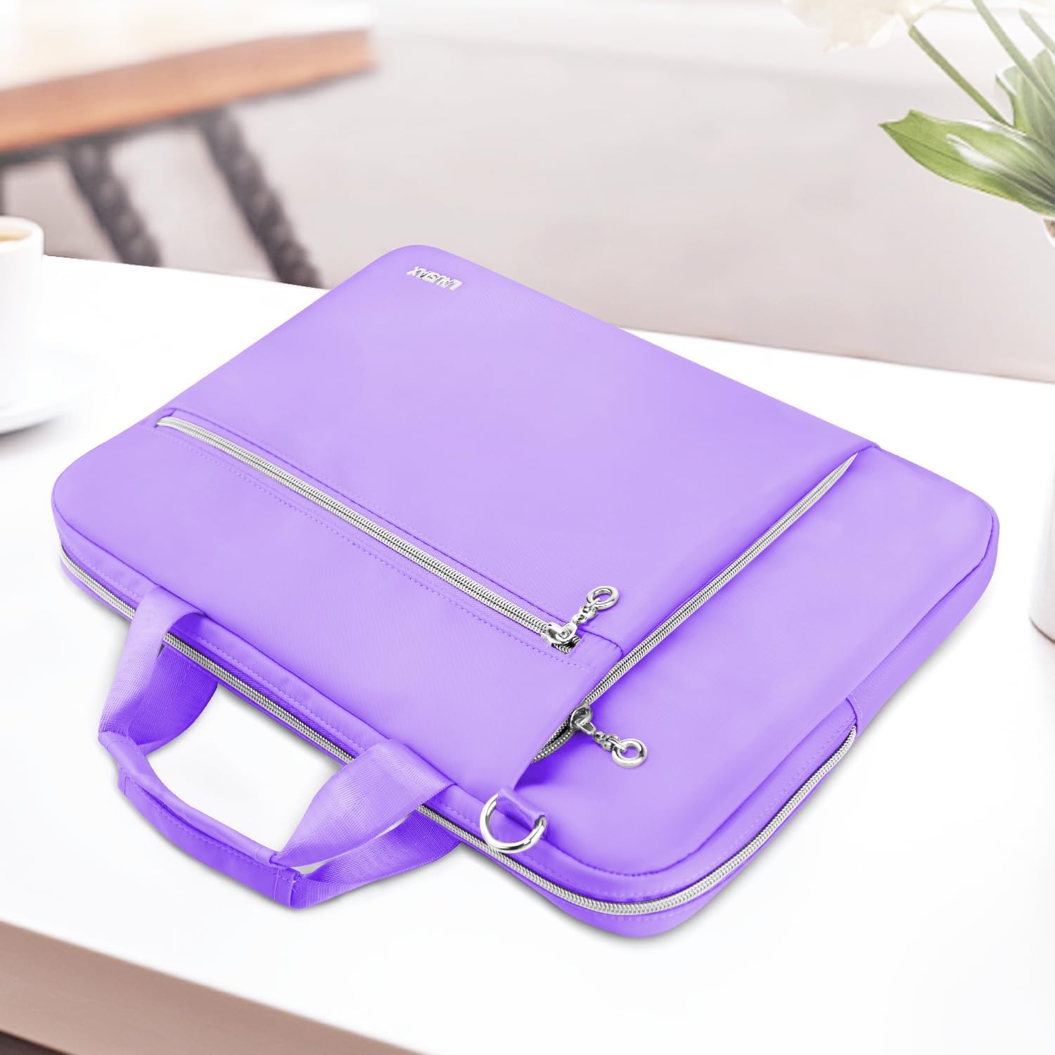 Laptop Case Bag Women Men Computer Sleeve Compatible with MacBook/Dell/HP/Acer/ASUS/LG, Waterproof Shoulder Carrying Briefcase, Purple, 15.6-16 Inch - Image 2