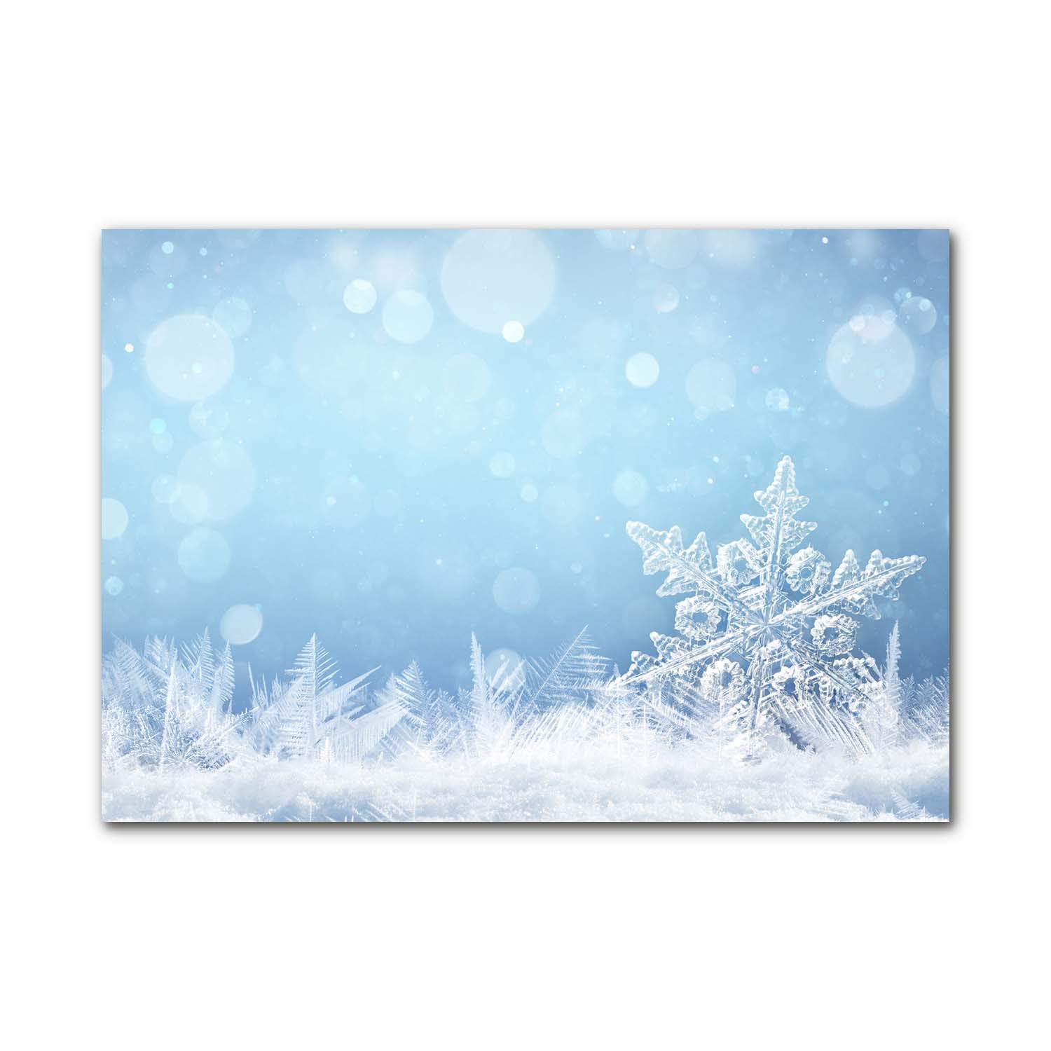 Tulup Peinture de Noël sur Verre Trempé - 100x70 cm - Image Tableaux la Mur - Impression Verre Sécurité - Photo Décorative Panoramique - Les Flocons de Neige d'hiver de Neige
