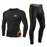 MEETYOO Men’s Thermal Underwear Set, Wicking Long Johns Quick Dry Base Layer Sport Compression Suit for Workout Skiing Running Hiking M Black