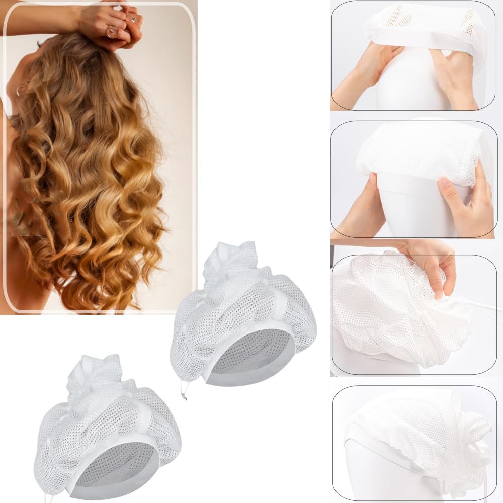 2 Pezzi Cuffia A Rete Regolabile Per Asciugare, Cuffia A Rete Per Asciugare, Capelli Ricci Con Coulisse, Capelli Ricci, Berretto A Rete Regolabile Con Cordone, Berretto A Rete