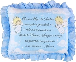TRAVESSEIRO BEBÊ ORAÇÃO DO SANTO ANJO DO SENHOR MINASREY INFANTIL MÁCIO E CONFORTÁVEL (Azul)
