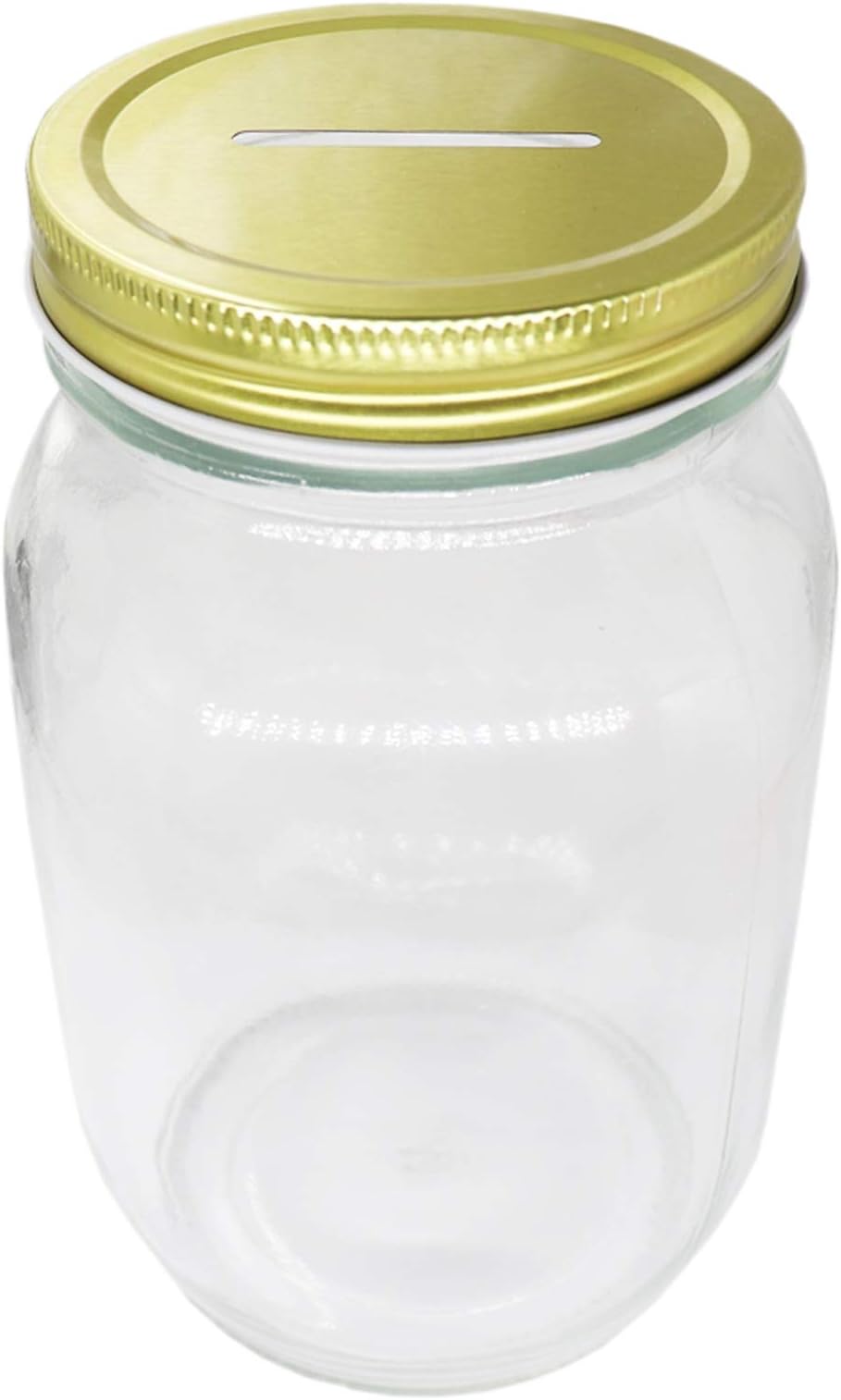 Mczxon Clear Glass Piggy Bank with Gold Slotted Lid, Well Sized Coin Bank, Two Placement Methods Money Tip Coin Jar for Adults Teens Kids Girls Boys, L