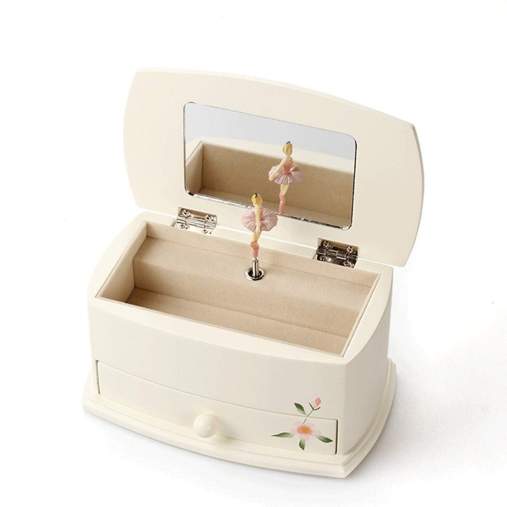 Musik-Schmuckschatulle mit Ausziehschublade Musical Schmuckschatulle mit Spinning Ballerina Handgemalte Musikbox Bester Geburtstagsgeschenk Kompatibel mit Mädchen Organizer für Schmuckaufbewahrung