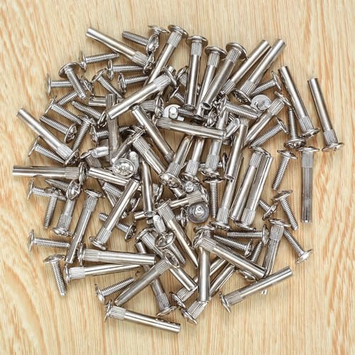 M4 x 31-40 mm Möbelverbinder Möbelschrauben, 100 Stük/50 Set Schrankverbinder Verbindungsschraube mit Hülsenschrauben, vernickelt Möbel Schrauben Zum Verbinden von Möbeln Schrank