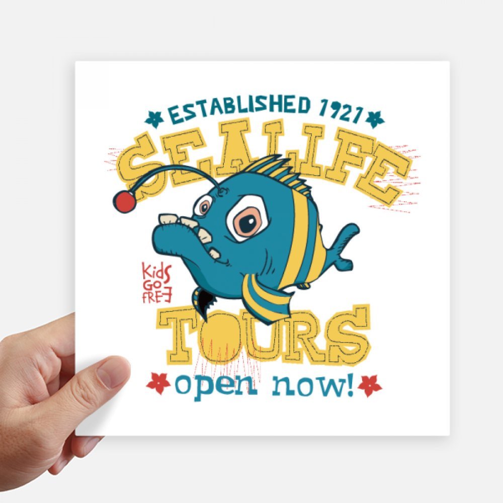 Autocollant carré poisson bleu jaune 20cm DIYthinker pour mur et valise Pack de 4