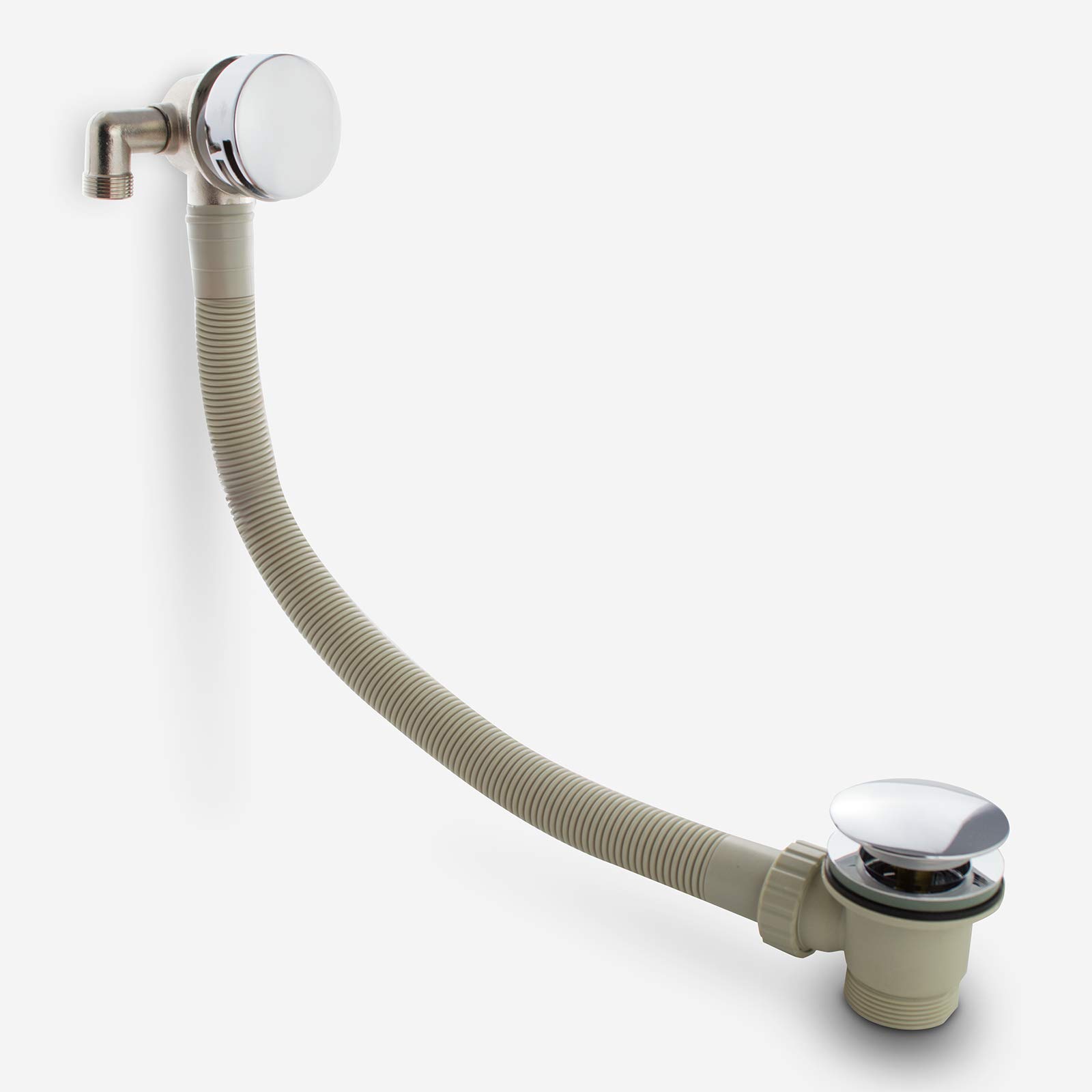 Nes Home Round Bath Overflow Filler With Easy Clean Push Button Waste Bathroom