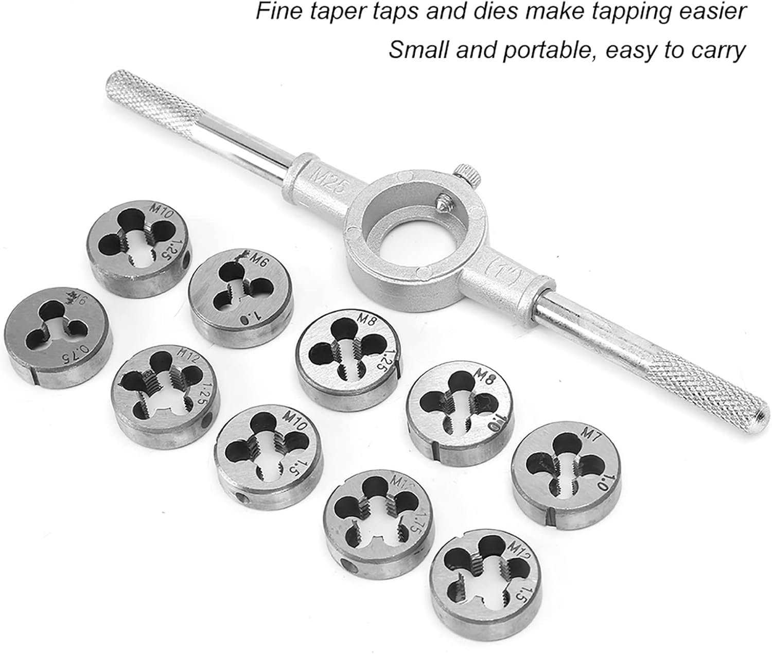 Tap and Die Set, Metric Screw Threads, Metric Tap and Die Set, Suitable for Cutting Materials Such As Steel, Aluminum and Plastics
