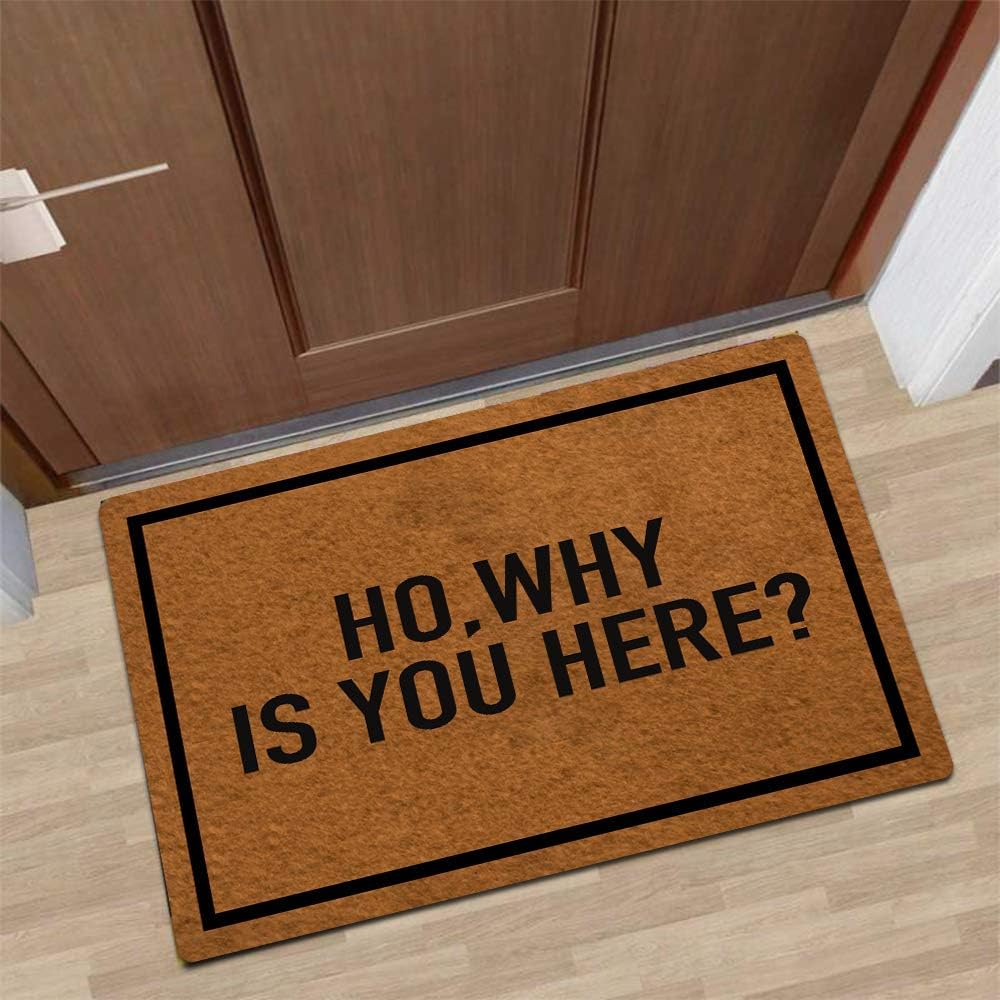 Ho Why is You Here Doormat, Love and Hip Hop Funny Doormat Custom Home Living Decor Housewares Rugs and Mats State Indoor Gift Ideas Washable Fabric Top 30"(W) X 18"(L)