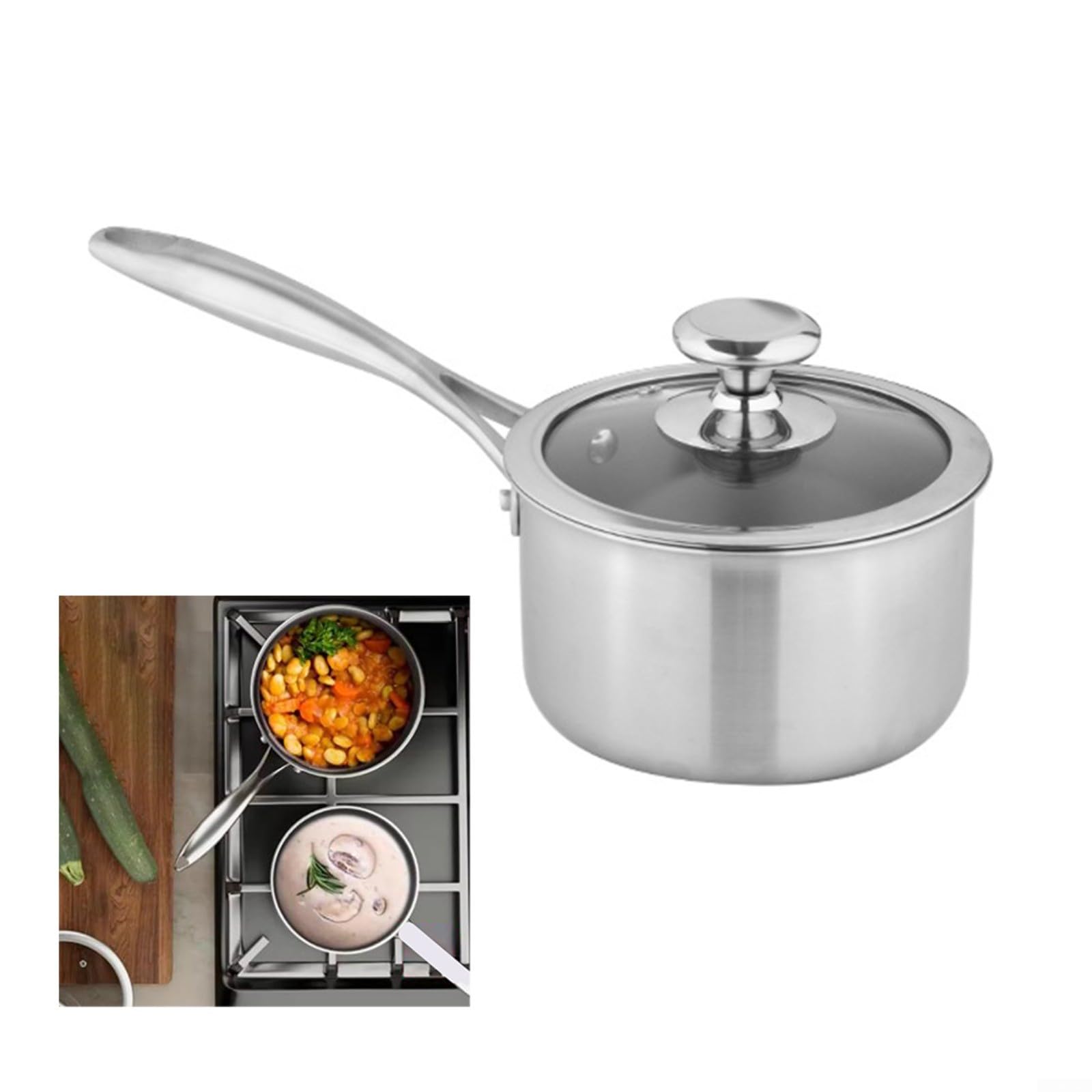 Pot à lait en titane pur 18 cm : non enduit, antirouille et léger pour une cuisine saine, idéal pour mijoter et faire bouillir dans les cuisines modernes