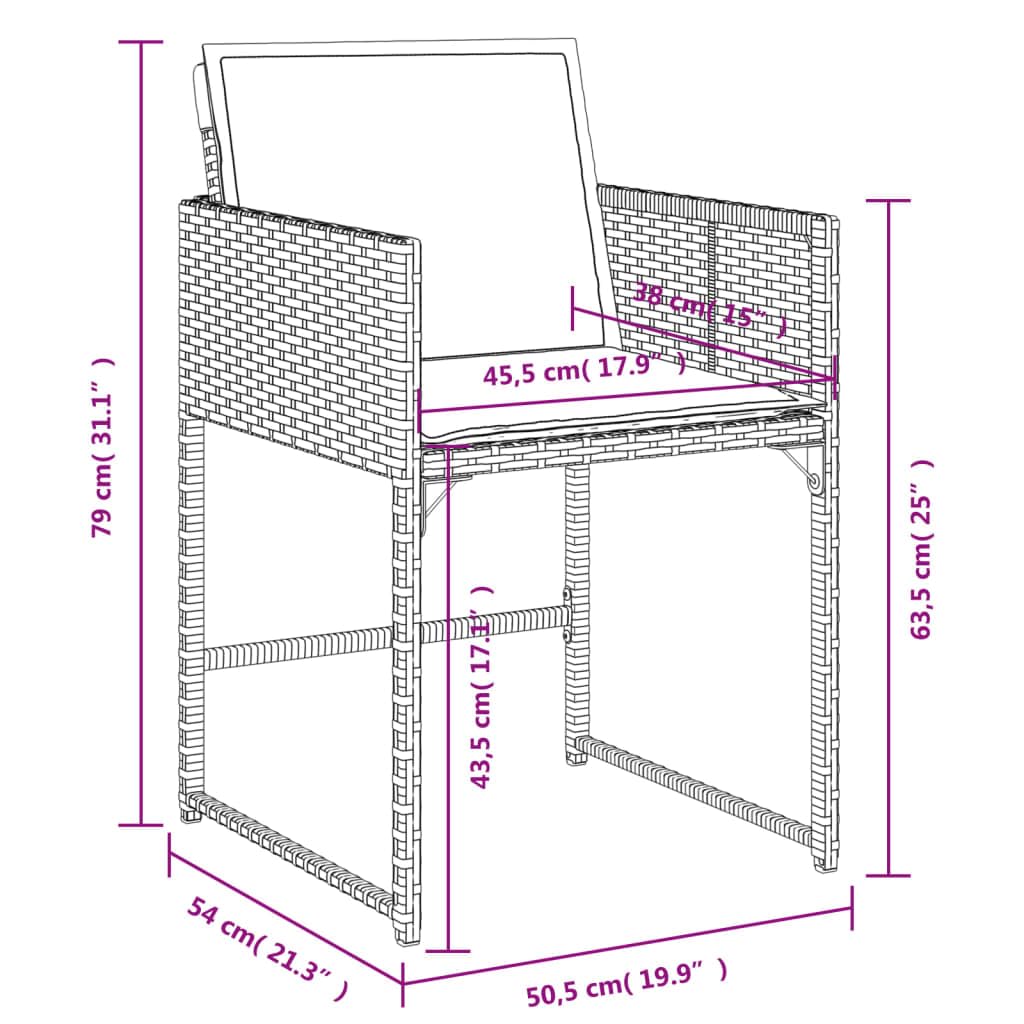 vidaXL Ensemble à Manger de Jardin Coussins 5pcs Noir Résine tressée