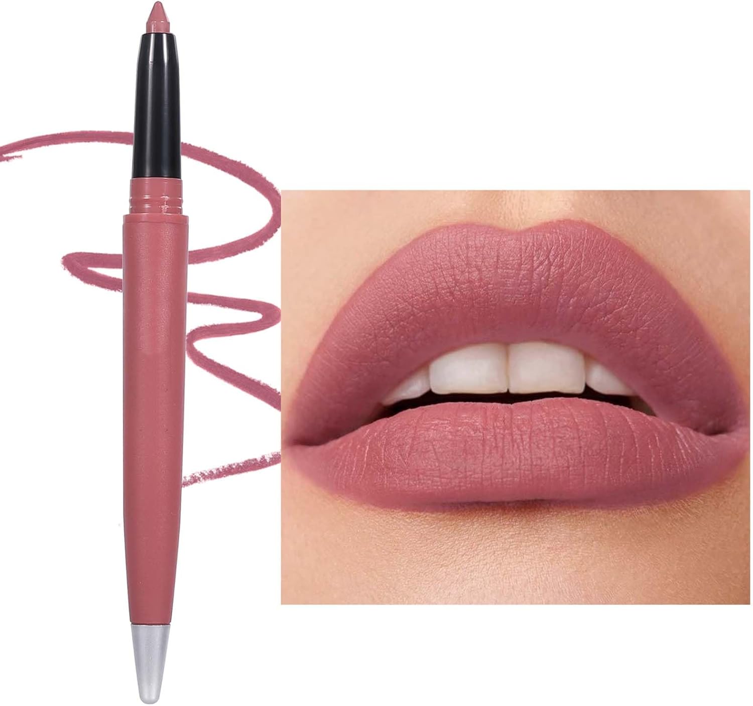 Matte Lip Liner, Cream Lip Contour Pen, Smooth Lipstick, Lip Liner for Lips, Shaping and Modeling, Waterproof, Long-Lasting, Smooth Texture, Rotatable, for Defined and Filled Lips
