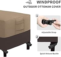 Vista 5 de Easy-Going - Funda para otomano de exterior, funda impermeable para otomano de patio, funda resistente para muebles de exterior con asas acolchadas