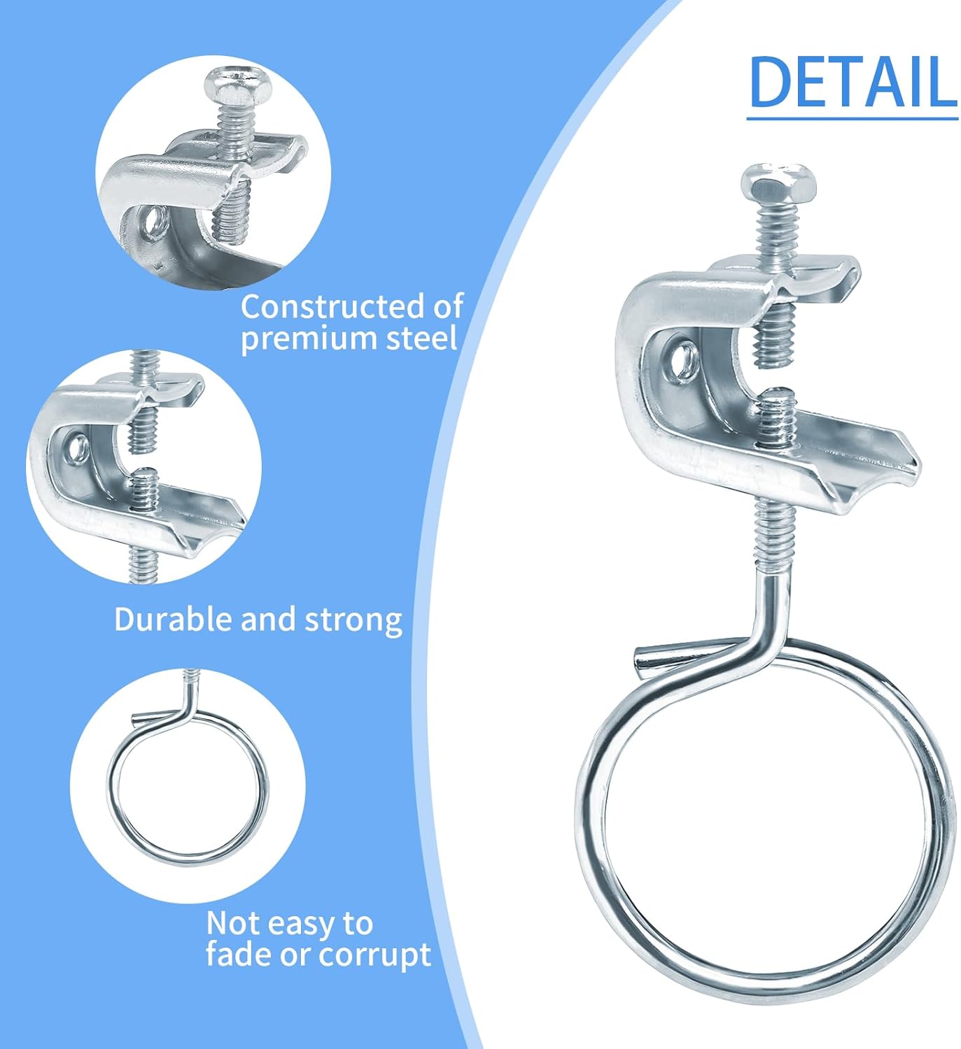 30 PC 1/4" x 20 Beam Clamp Bridle Rings Heavy Duty Steel Cable Hangers for Low Voltage Wiring, Pipe Support, Conduit Alternative in Home Theater, Factory, Warehouse & DIY Projects