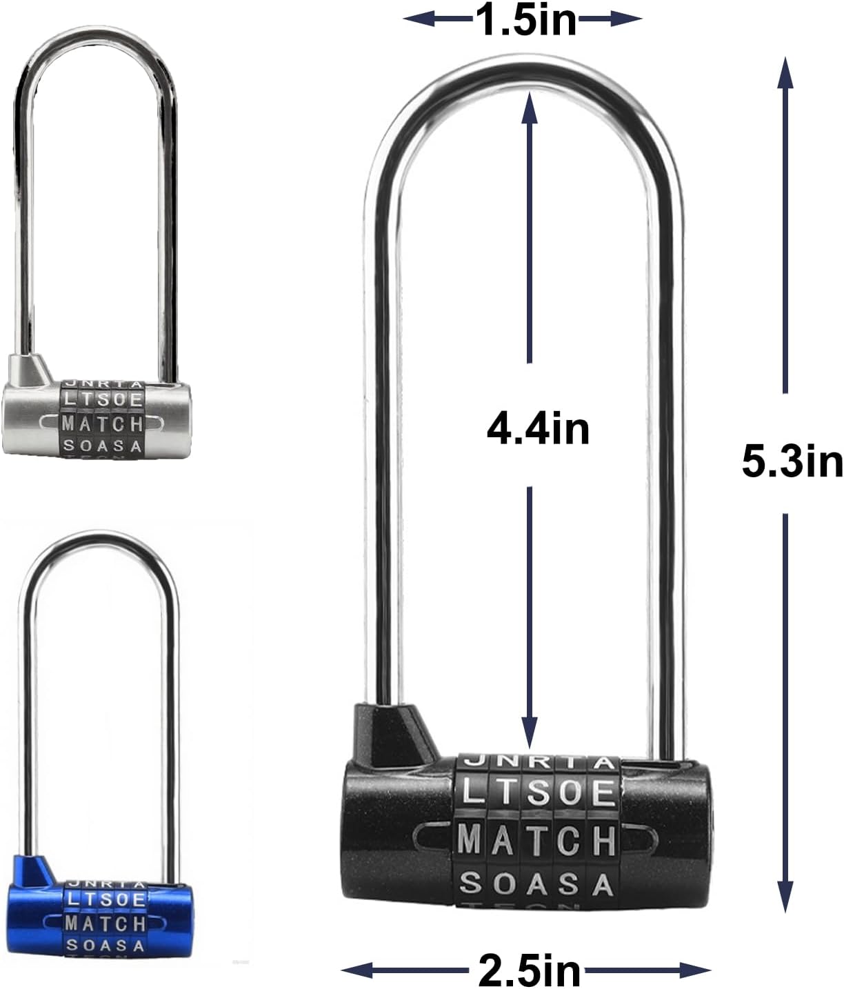 5 Digit Combination Padlock, Lengthened Combination Lock, Long Shackle Gym Locker, School Locker，Luggage Travel Lock, Toolbox, Closet, Luggage, Cabinet Storage (Black)