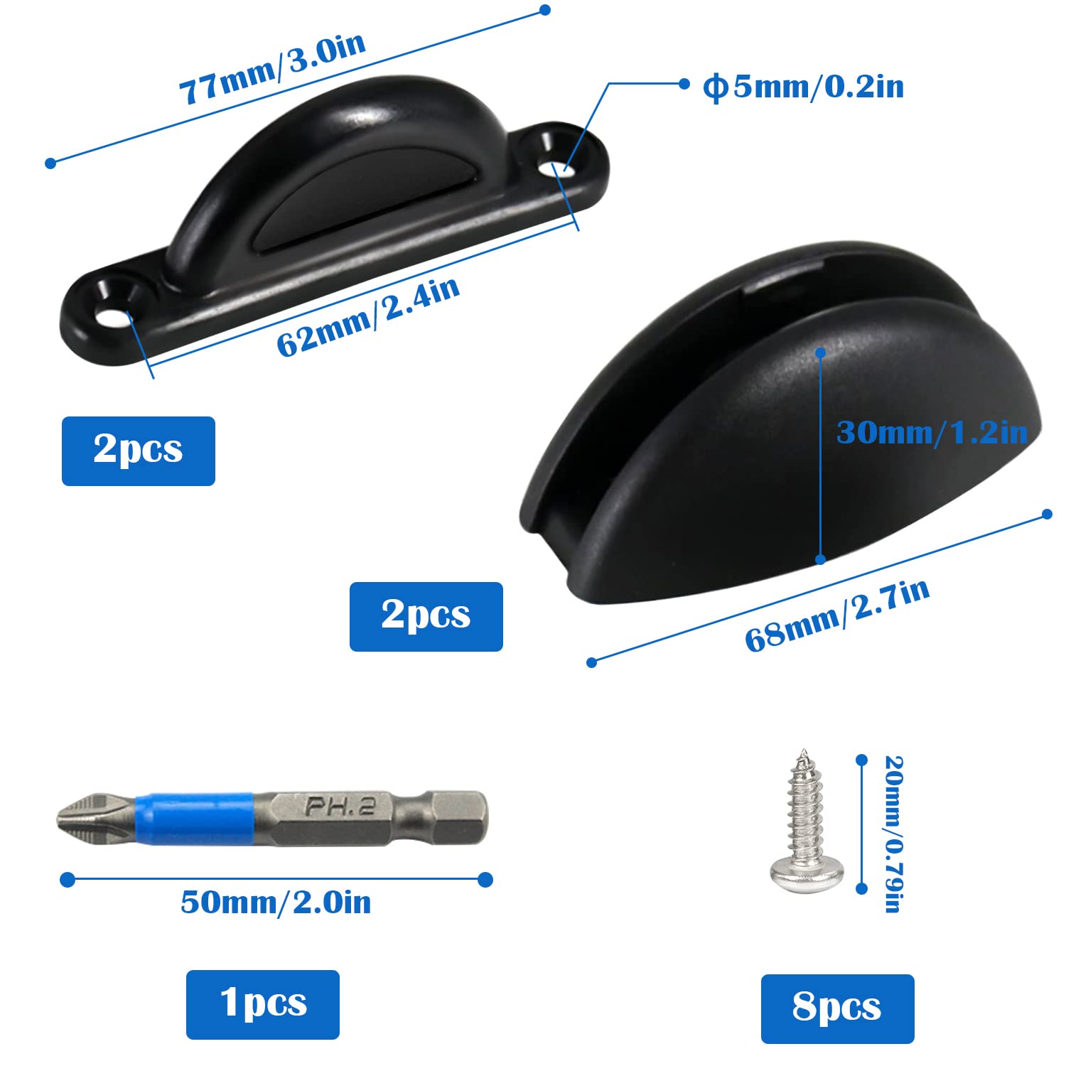 Fermaporta Camper Nero 2 Pezzi Serratura di Bloccaggio Bianca Fermaporta a Forma di T Accessori Camper