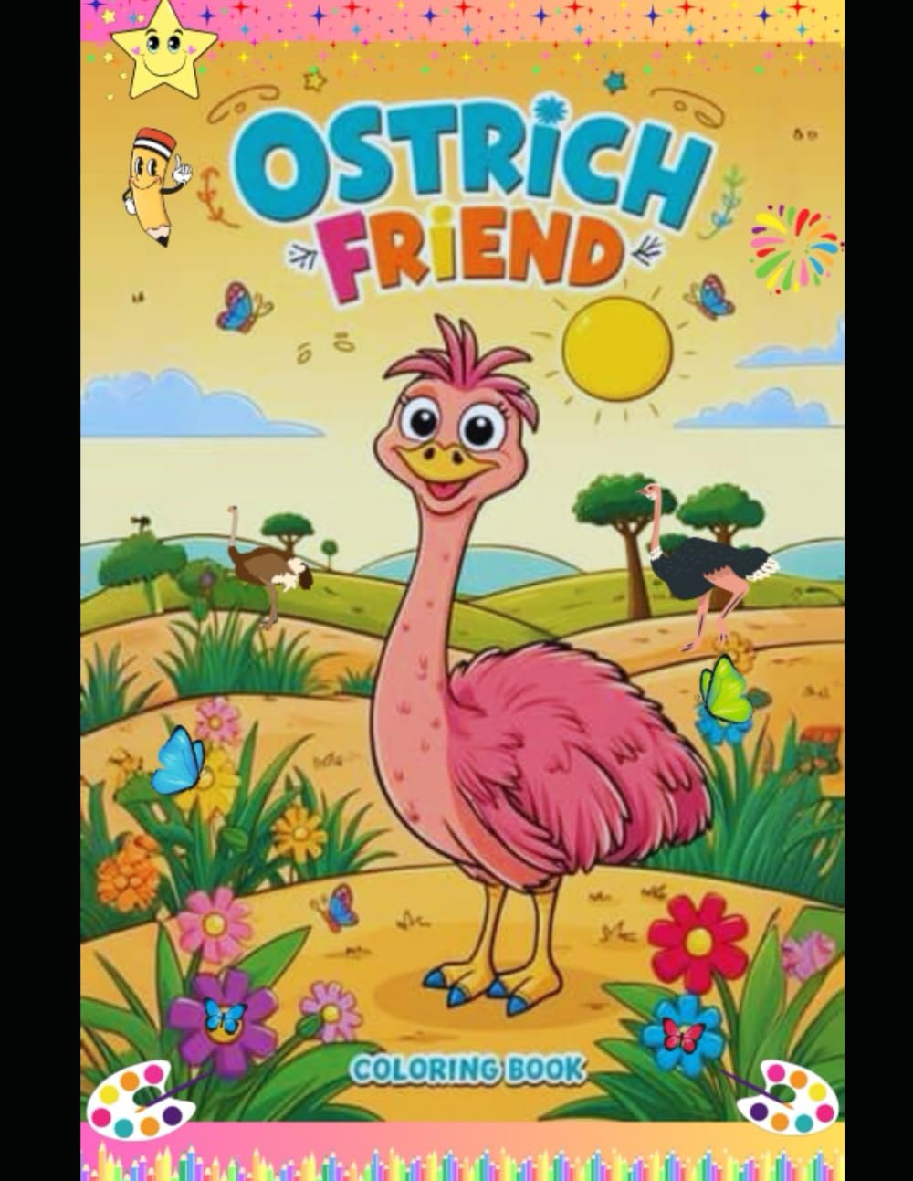 Happy Ostrich Coloring Book for Kids: Fun, Cute & Easy Ostrich Coloring Pages for Kids Ages 4–8