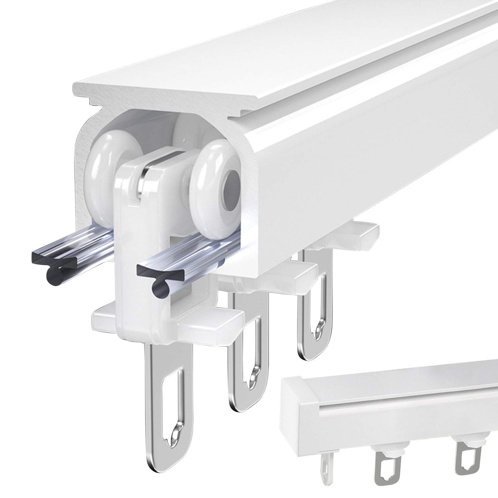 Ceiling Curtain Track 0.5m 1m 2m 3m 4m 5m 6m Lightweight Heavy-duty Aluminum Curtain Rails, With Support Brackets For Wall Or Ceiling Mount, For Window/Room Divider Track