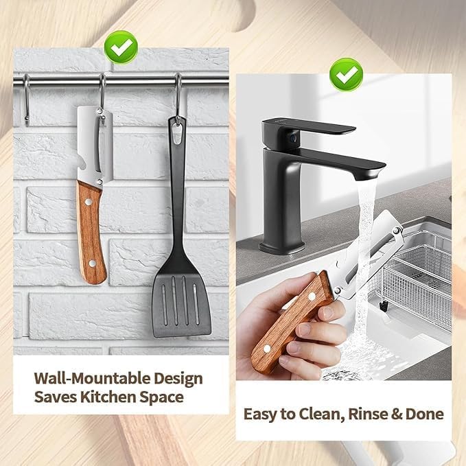 Image of Multifunctional Stainless Steel Vegetable Peeler with Bottle Opener, Wooden Handle Fruit Peeling Knife, Heavy Duty Kitchen Peeler for Potato, Cucumber, Carrot, Apple & Vegetable Slicer.