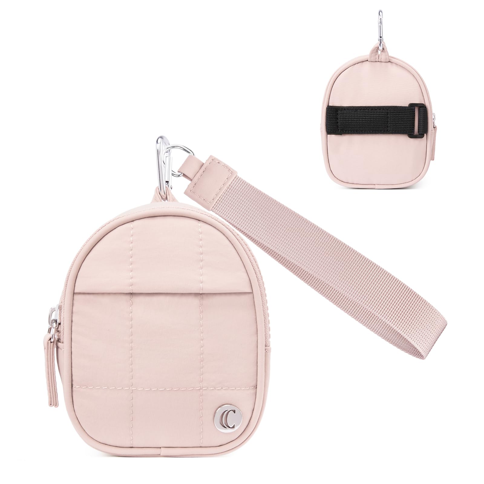 CLUCI Mini Backpack Keychain Wallet Small Change Quilted Coin Purse Cute Puffer Wristlet Pouch with 3 RFID Card Slots