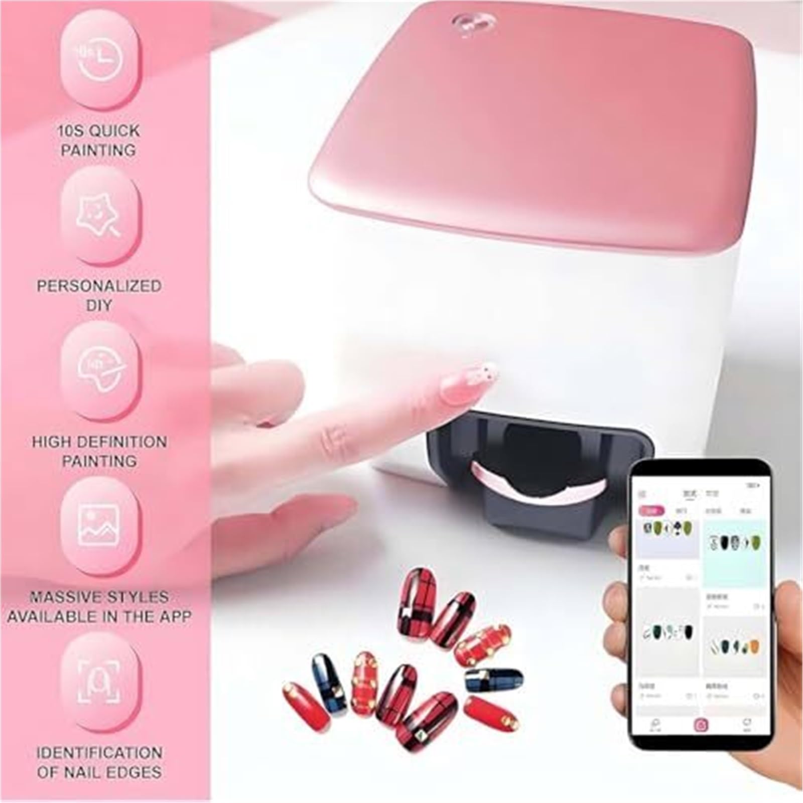 2026 Nuova stampante portatile for unghie 3D, oltre 1000 disegni for nail art, controllo app mobile for salone di casa, regalo ideale for donne e ragazze