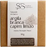 Sabonete de Argila Branca Natural Senhor Saboeiro Reduz Manchas Clareador Facial Hidratante 90g