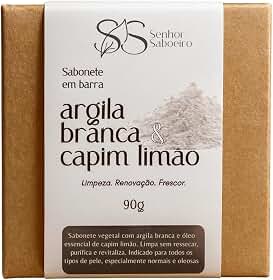 Sabonete de Argila Branca Natural Senhor Saboeiro Reduz Manchas Clareador Facial Hidratante 90g
