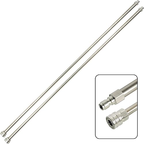 Hourleey Varita de extensión para lavadora a presión, acero inoxidable de 120 pulgadas (10 pies) con lanza de conexión rápida de 14 de pulgada, 2