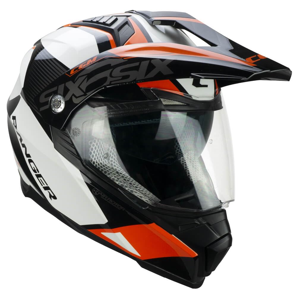 Casco Trail Moto CGM 666 Negro Blanco Naranja HOMOLOGACION 22.06 Talla S