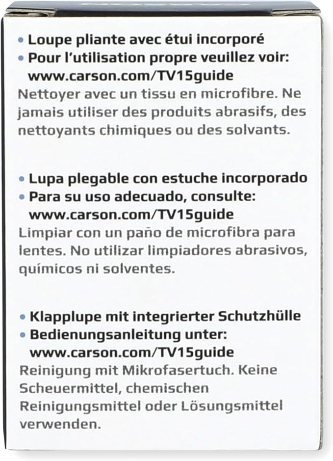 Carson TriView 5x/10x/15x Folding Loupe Magnifier with Built-in Case (TV-15), Black