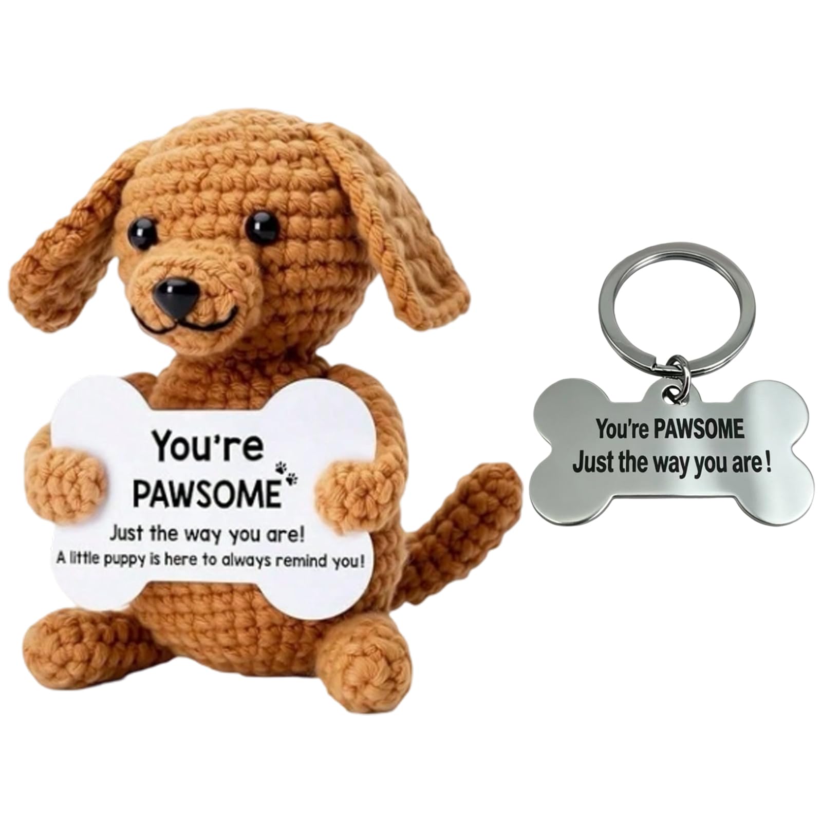 Vspek Positive Crochet Animals Puppy, Handmade Positive Gifts, Dog Keyring