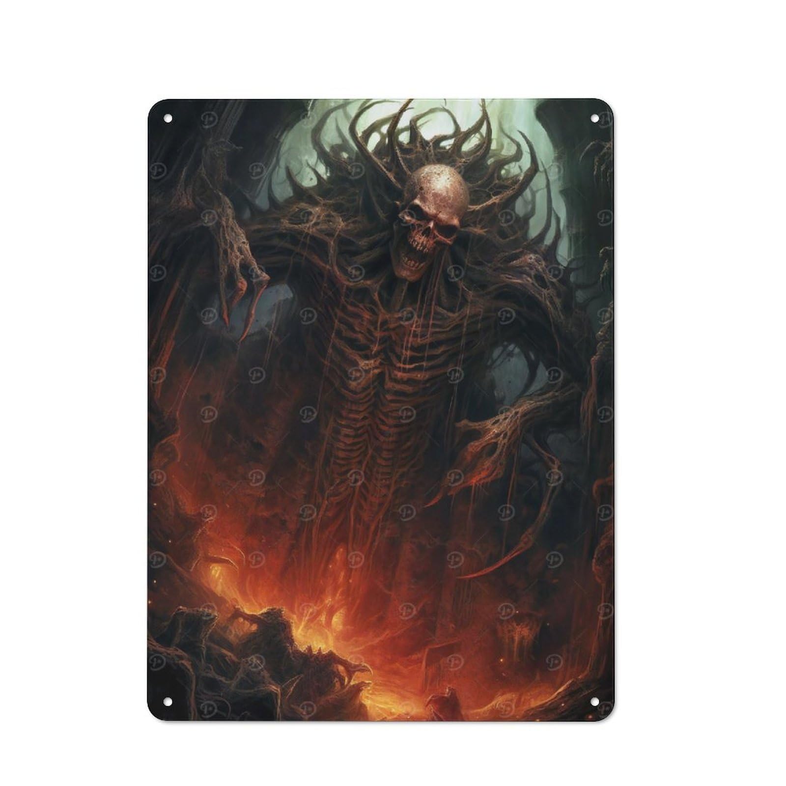 Junmoney Dark Skeleton Classic Decorative Tin Plaque 40X30cm, Bar Wall Plaque For Diner, Restaurant, Shed Or Kitchen