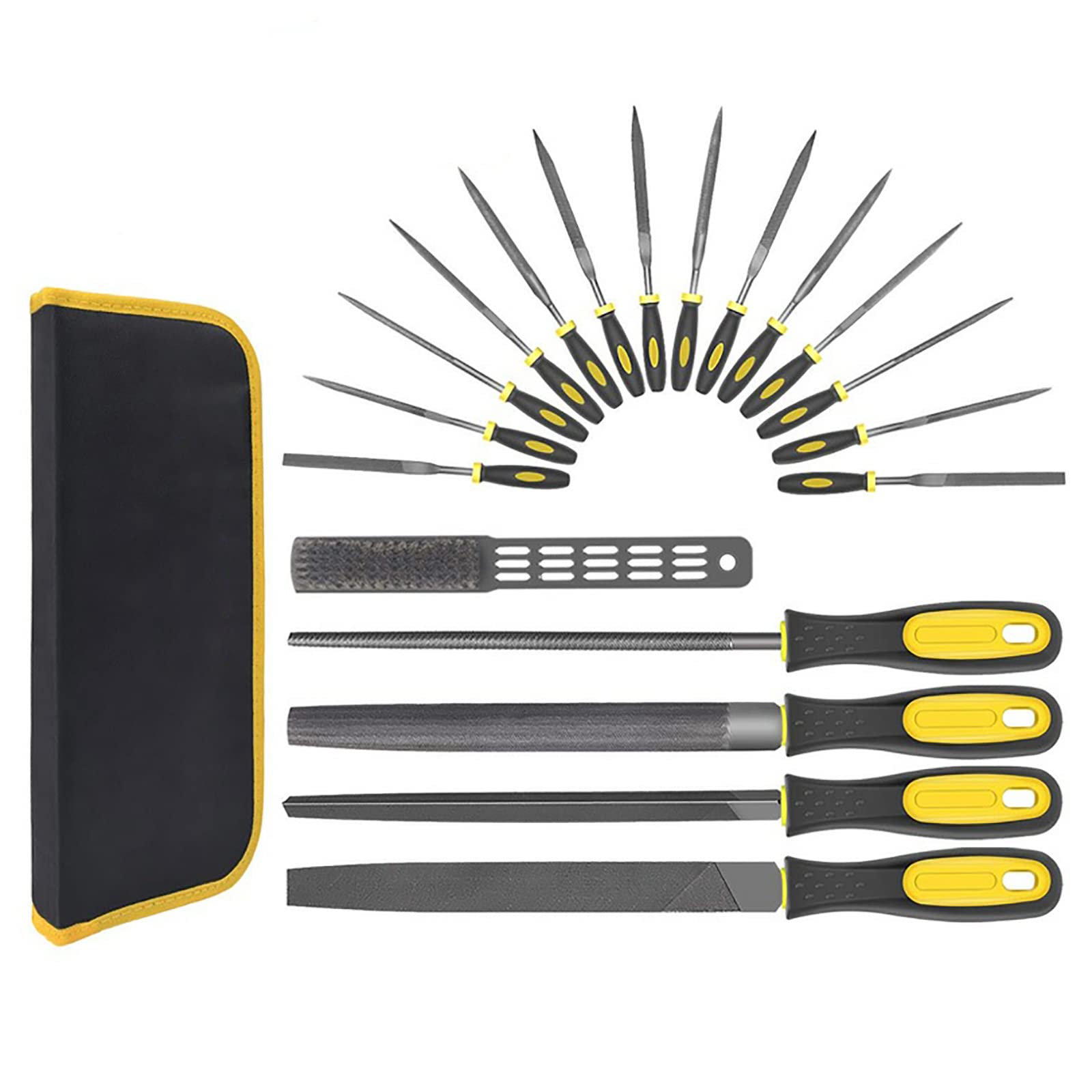 Ensembles d'outils à main, jeu de 18 limes métalliques, 4 limes à aiguilles plates/triangles/demi-rondes/rondes, 14 pièces, adaptées aux travaux grossiers et aux travaux de détail.