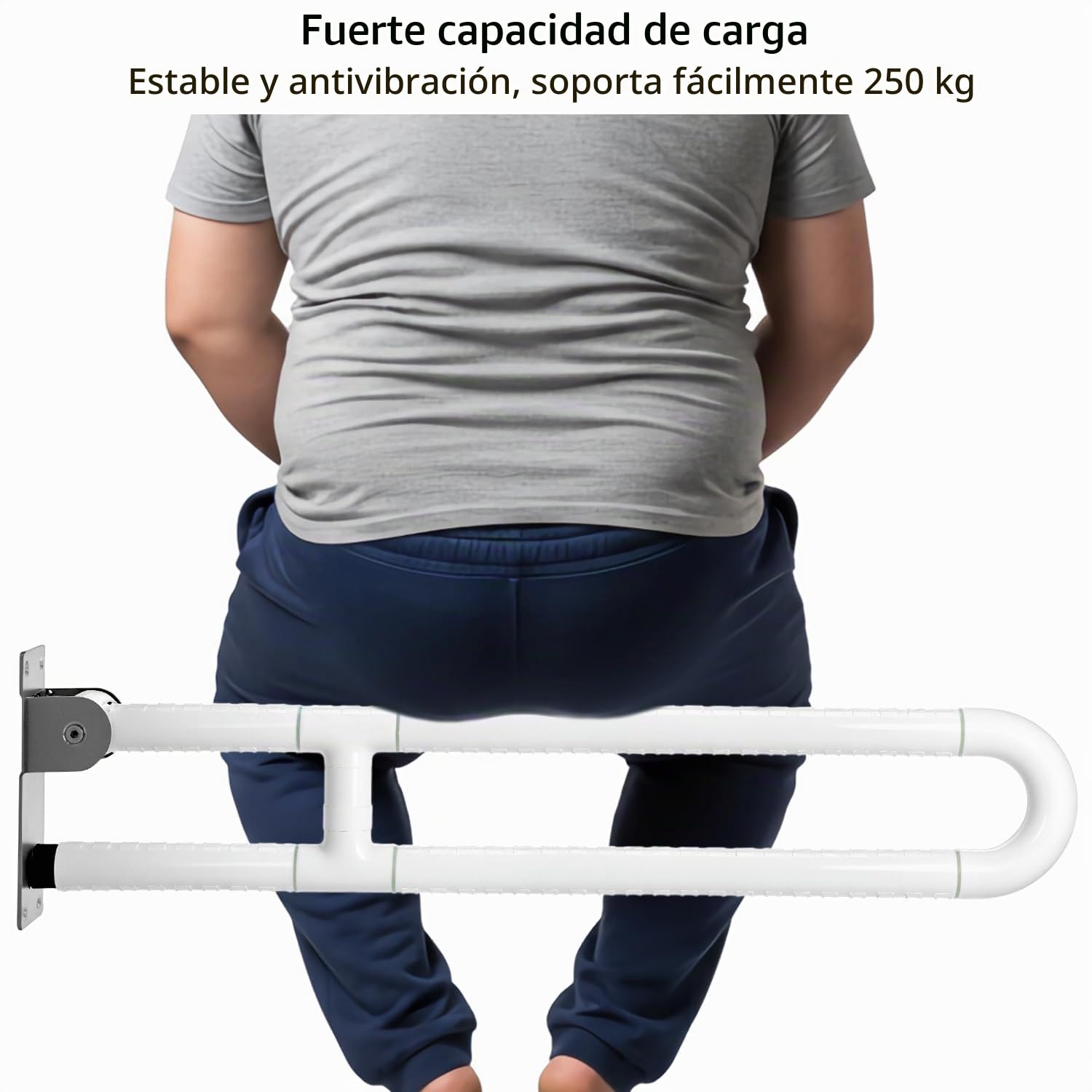 QWORK® asidero baño, plegable, 75 cm, acero inoxidable, capacidad de carga 250 kg