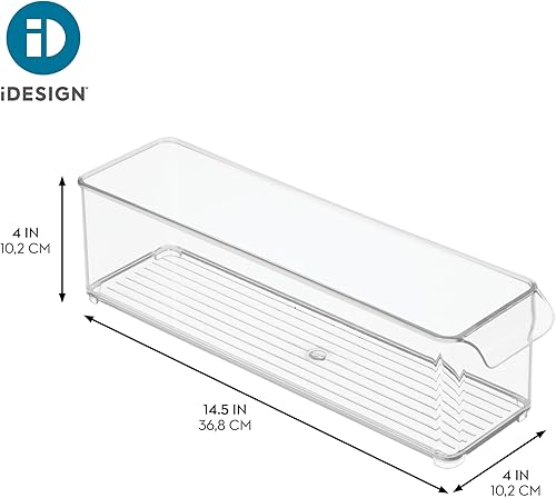 Miniatura 4 de iDesign Cubo de almacenamiento apilable para refrigerador o congelador con asa frontal, juego de 6, transparente, fabricado en los Estados Unidos