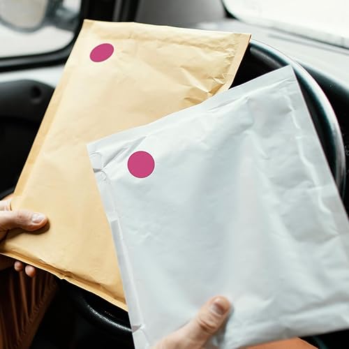 Miniatura 6 de Calcomanías redondas rosas de 34 pulgadas con código de color, impermeable, rollo extraíble de 1000 unidades