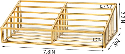 Miniatura 2 de Cedilis Soporte dorado para tarjetas de presentación, soporte para múltiples tarjetas de visita, organizador de tarjetas de visita de vidrio con 10