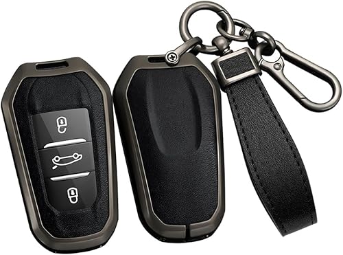 Miniatura 1 de ontto Funda de cuero para llavero de coche para Peugeot 508200830085008, Negro -