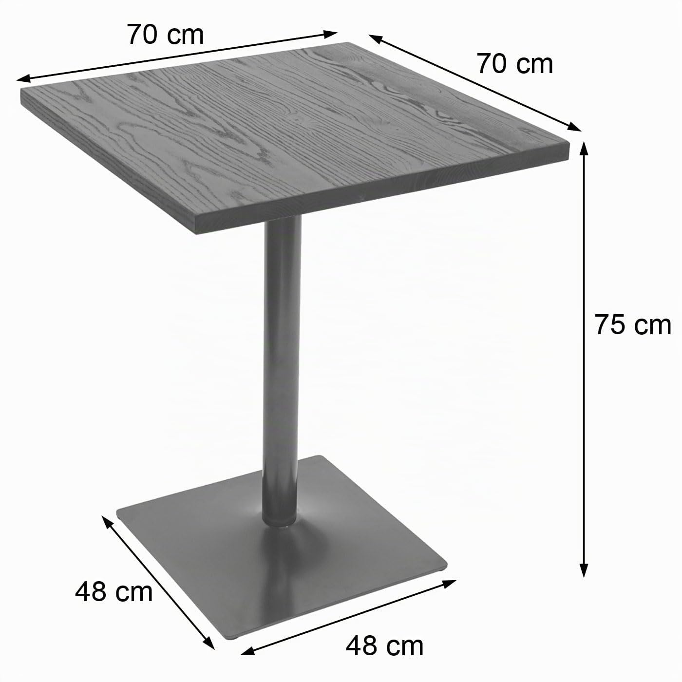 Mendler Bistrotisch HWC-H10 70x70cm Metall - Hellbraun | Bartisch, Thekentisch, Industrial, Gastro, Ulme, Massivholz