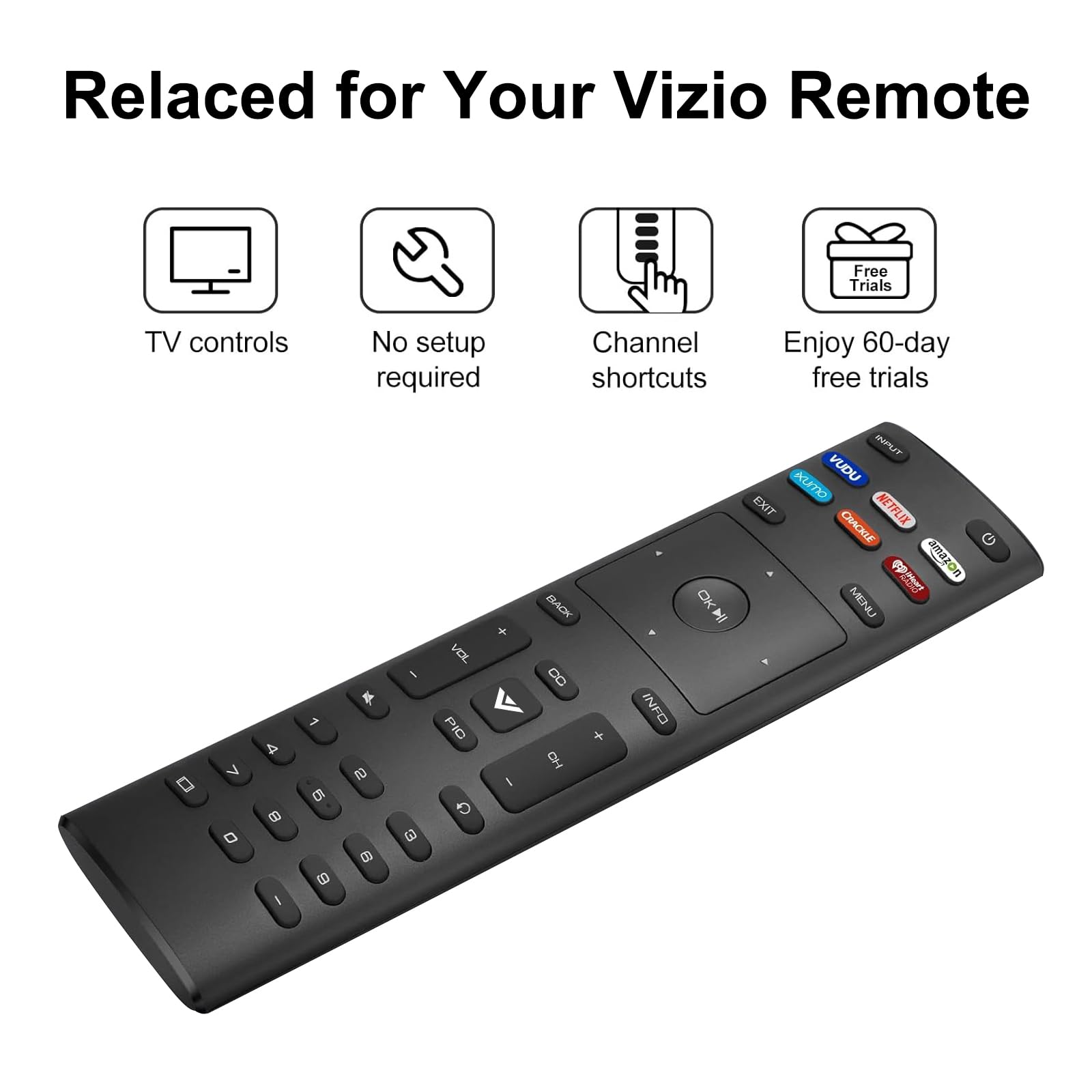 Paquete de 2 controles remotos para Vizio Smart TV con funda protectora (negro oscuro)