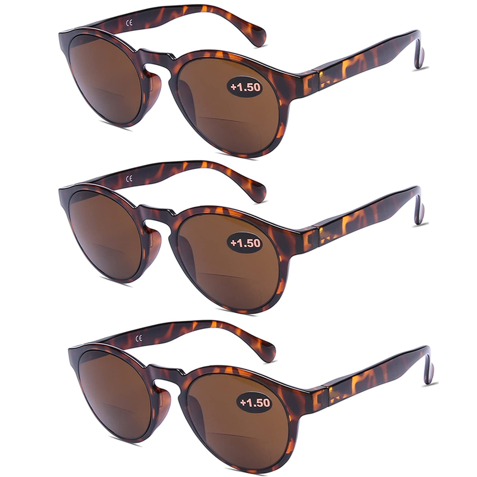 AQWANO Bifocal Reading Sunglasses for Women Men, 3 Pack Outdoor Sunglasses Fashion Bifocal Sun Readers with Spring Hinge, 3.5