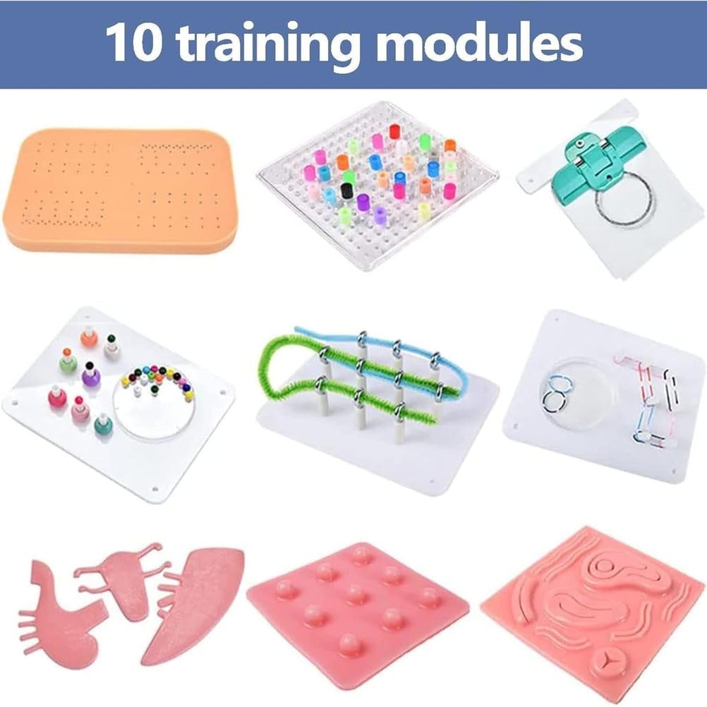 Scatola di Allenamento Trainer Laparoscopico, Simulatore di Laparoscopia, Trainer per Esercizi di Laparoscopia, Kit Endo Trainer con 10 Moduli di Allenamento, 4 Strumenti Chirurgici