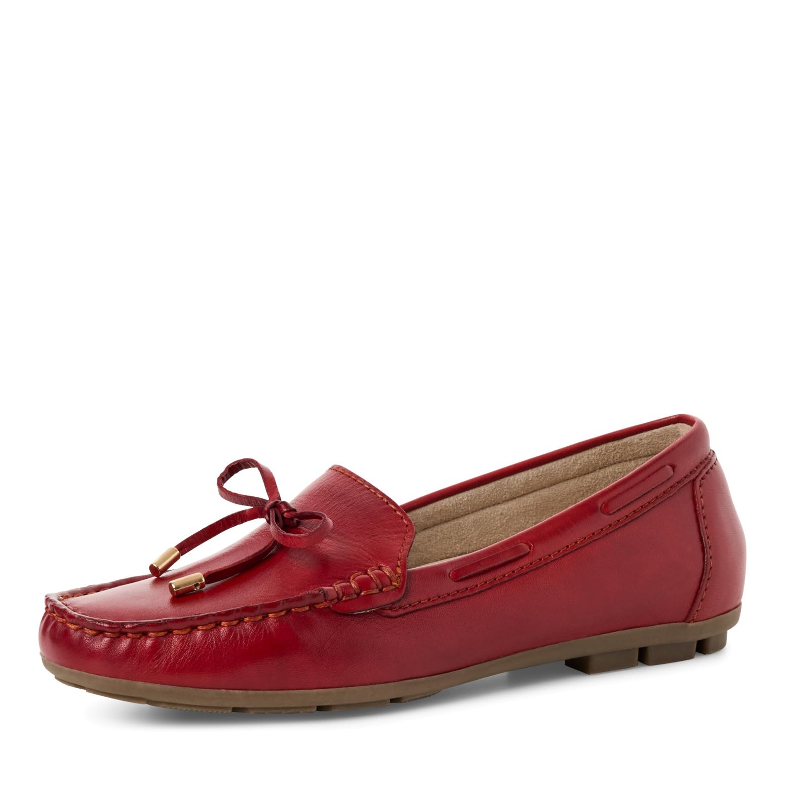MARCO TOZZI Ladies Leather Bow Moccasins, red, 8.5 UK