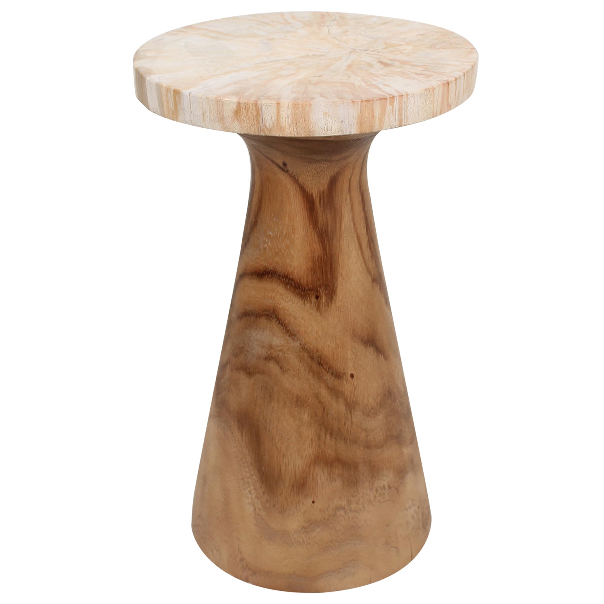 East at Main Indigo Road by Egypt Sherrod Kayu Petrified Wood Pedestal Side Table Brown Accent Table, Plant Stand, Drink Table 12" Dia x 20" H Fully