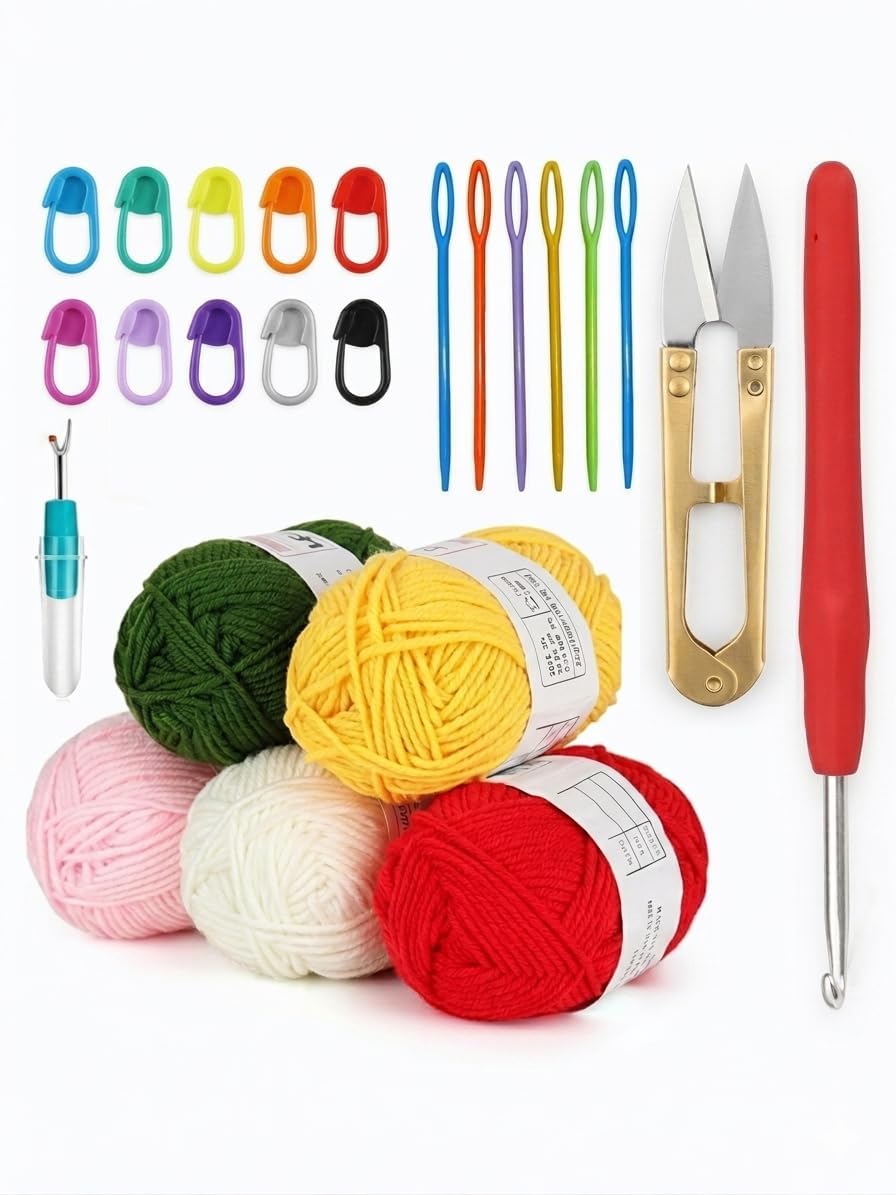 KHUSHA CREATIONS Crochet Hobby Kits for Beginners with Acrylic Yarn, DIY Set Included Crochet Yarn Supplies DIY Tools,Crocheting Kit for Adults Kids-picture-28