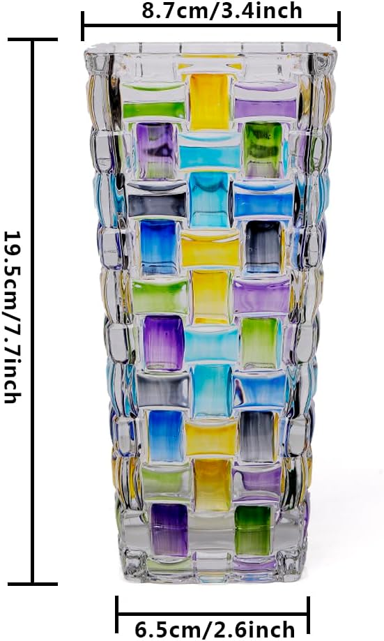 Magcolor Hand Painted Blue Woven Glass Vase -Crystal Flower Vase- 7.7 inch, Glass Plant Vase for Floral Arrangements, Centerpieces, Weddings, Housewarming, Centerpiece Home Deco. - Image 2
