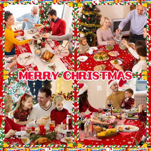 3 Pcs Christmas Plastic Tablecloth Christmas Disposable Party Tablecloth 54" x 108" Santa Claus Snowman Tablecloths for Rectangle Tables Winter Xmas New Year Party Decoration – Image 7