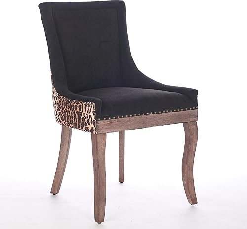 Miniatura 4 de Dining Chairs, Table & Chair Sets - Modern Chenille Upholstered Dining Room Chairs with Curved Gold-Plated Legs & Rivet Trim, Comfort Seating for